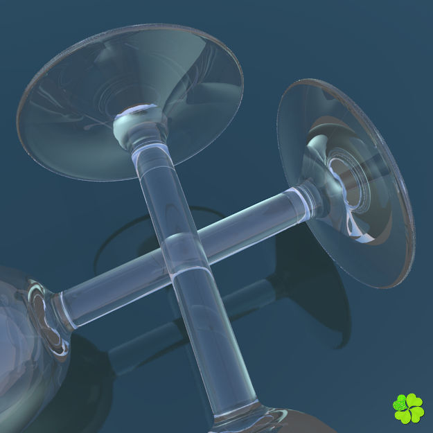 Glass of champagne low poly Low-poly 3D model_2