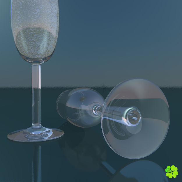 Glass of champagne low poly Low-poly 3D model_11
