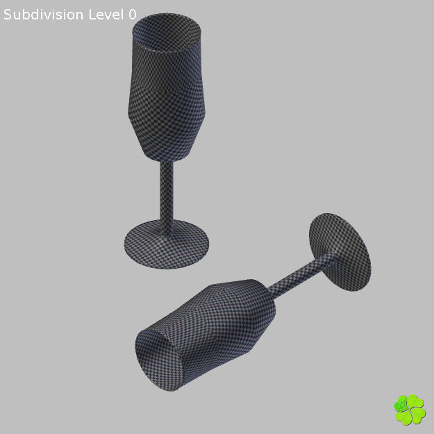 Glass of champagne low poly Low-poly 3D model_25