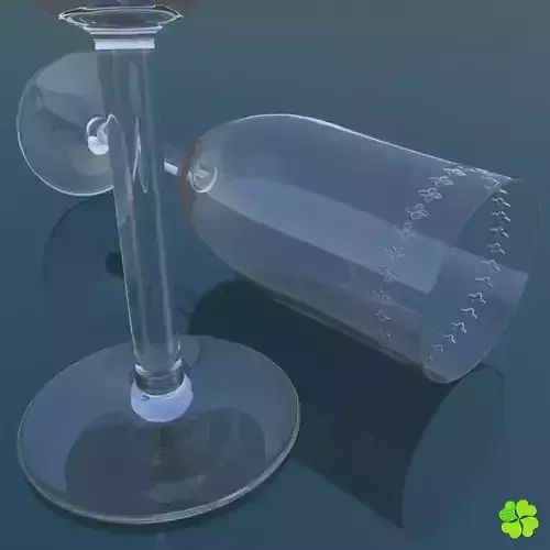 Glass of champagne low poly Low-poly 3D model