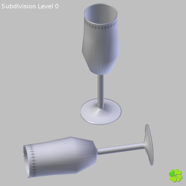 Glass of champagne low poly Low-poly 3D model_23