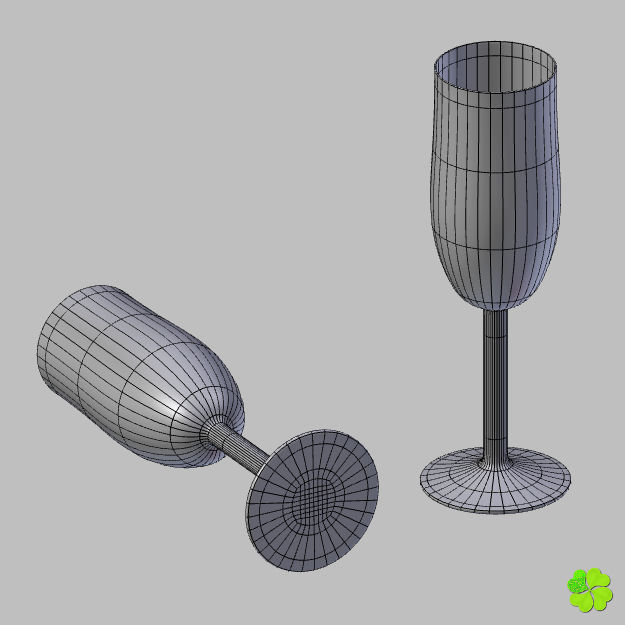 Glass of champagne low poly Low-poly 3D model_14