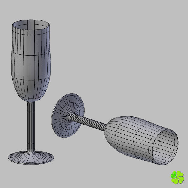 Glass of champagne low poly Low-poly 3D model_12