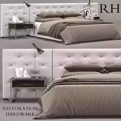 Restoration Hardware Modern custom diamond tufted fabric hed