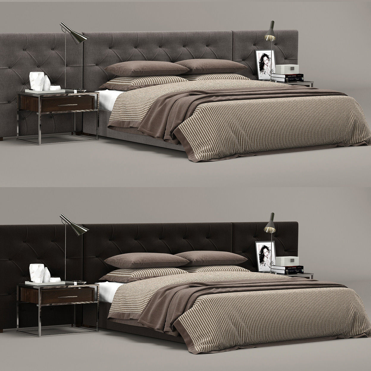 Restoration Hardware Modern custom diamond tufted fabric hed 3D model_1