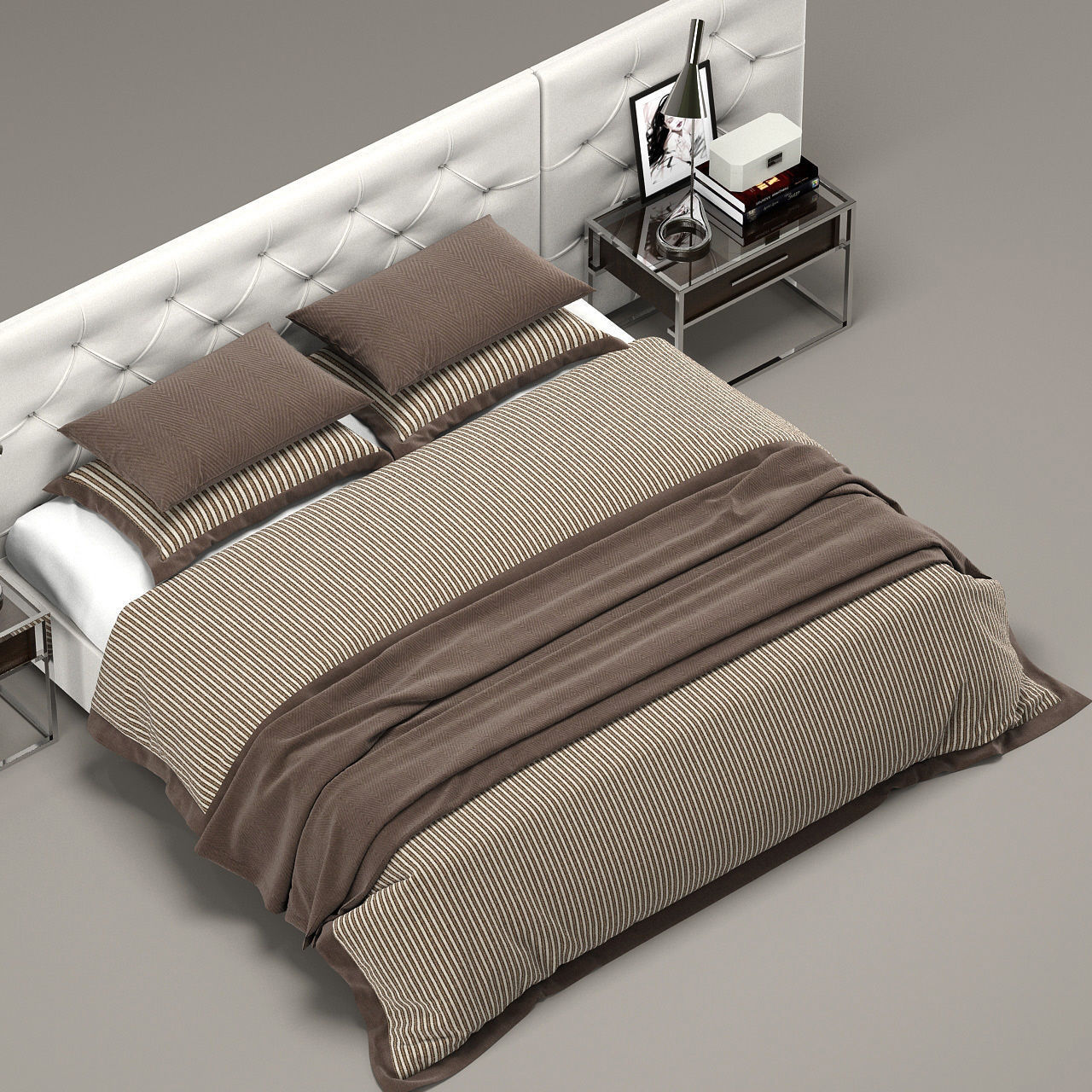 Restoration Hardware Modern custom diamond tufted fabric hed 3D model_4