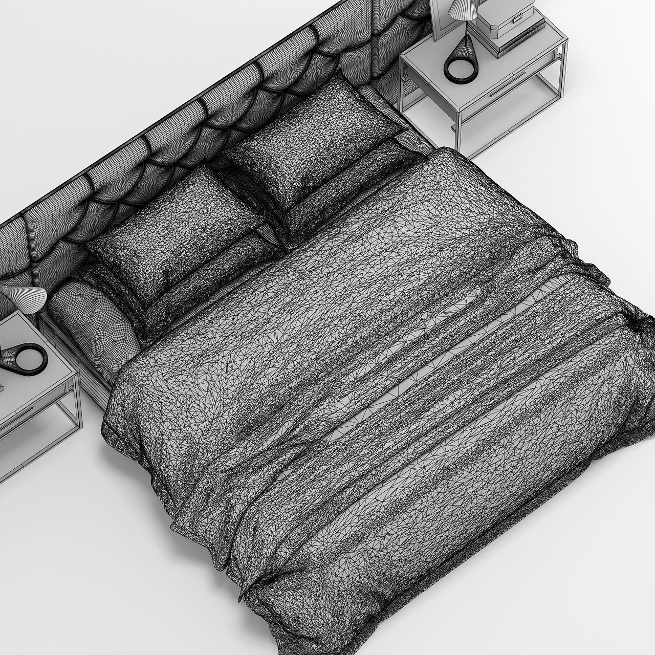 Restoration Hardware Modern custom diamond tufted fabric hed 3D model_5