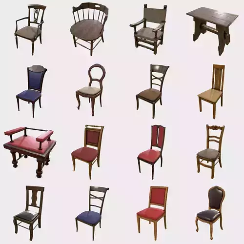 Chair Collection - Chairs Pack Low-poly 3D model