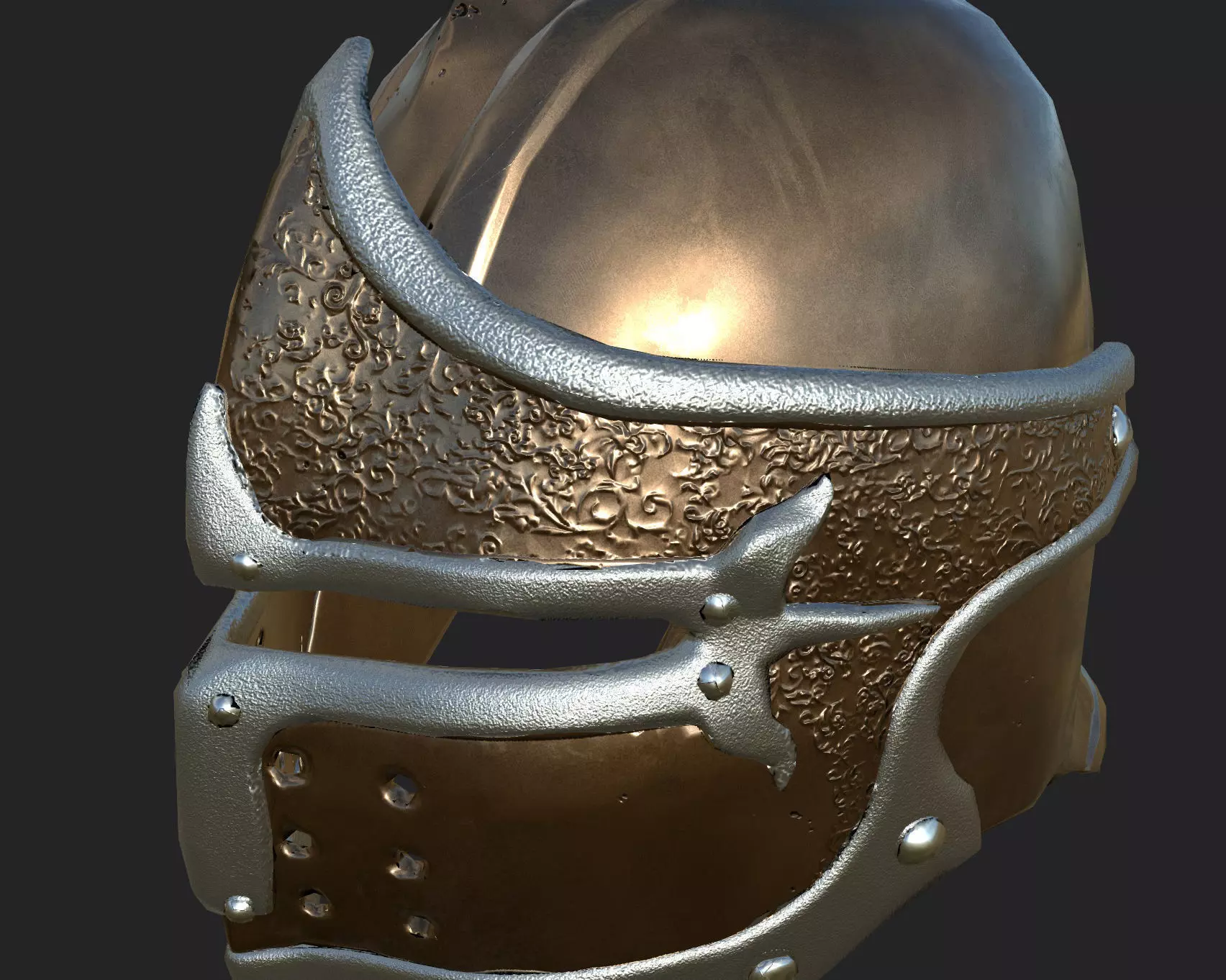 Helmet with ornaments Low-poly 3D model_0