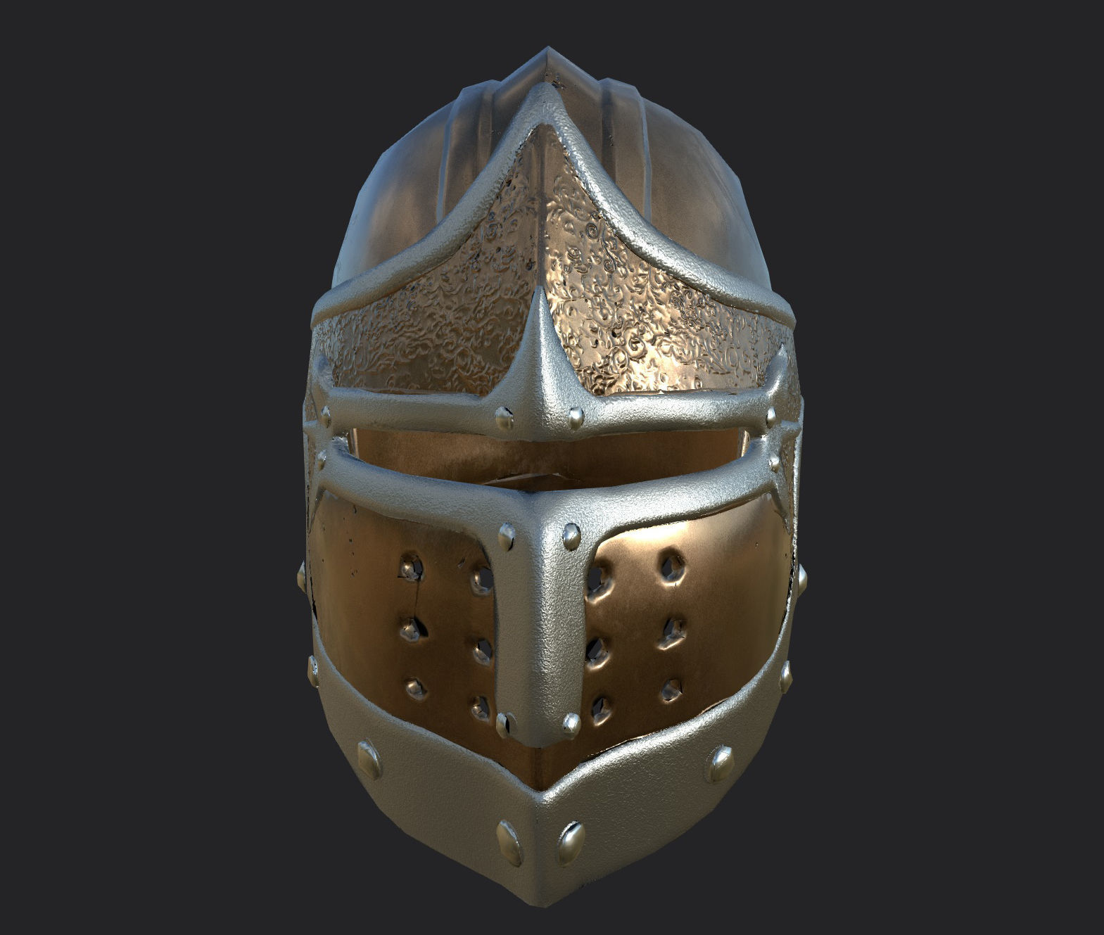 Helmet with ornaments Low-poly 3D model_1