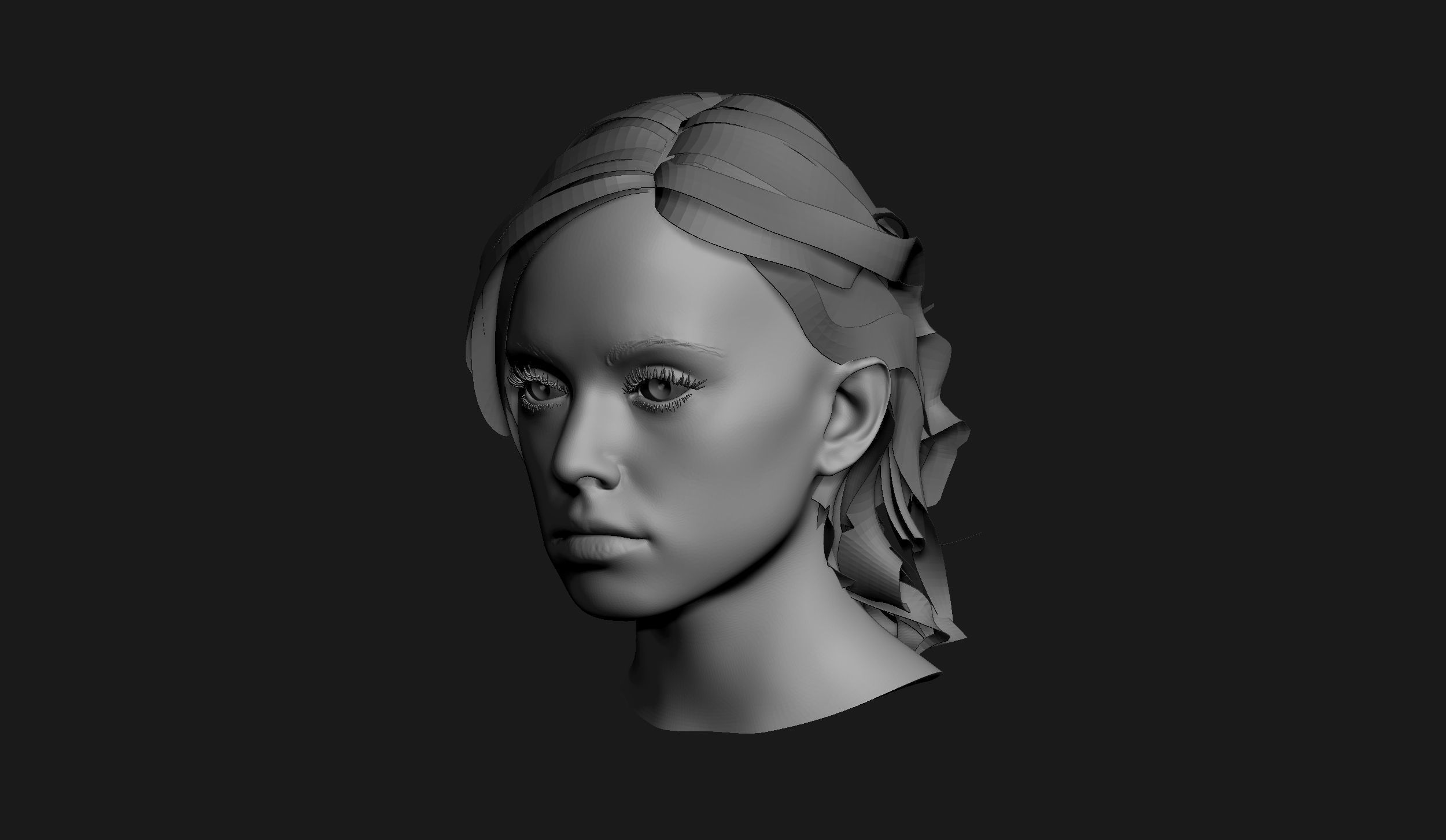 Female Head Sculpt 02 3D model_2