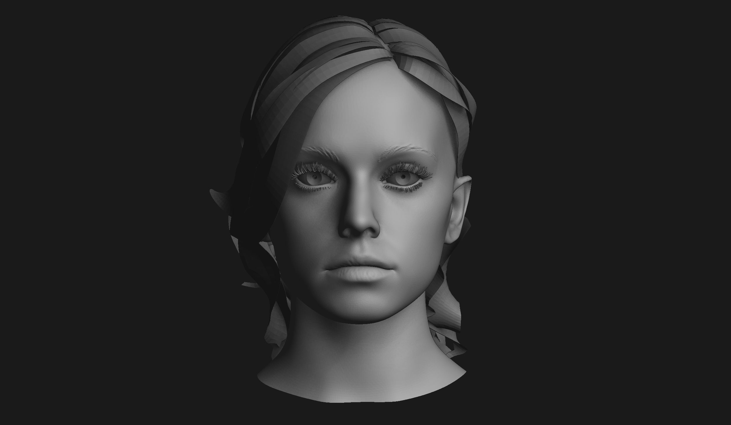 Female Head Sculpt 02 3D model_3