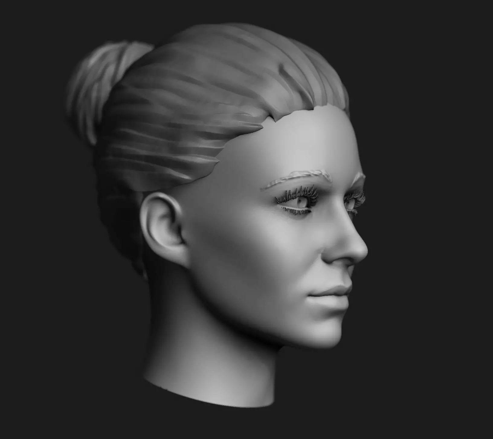 Female Head Sculpt 04 3D model_0