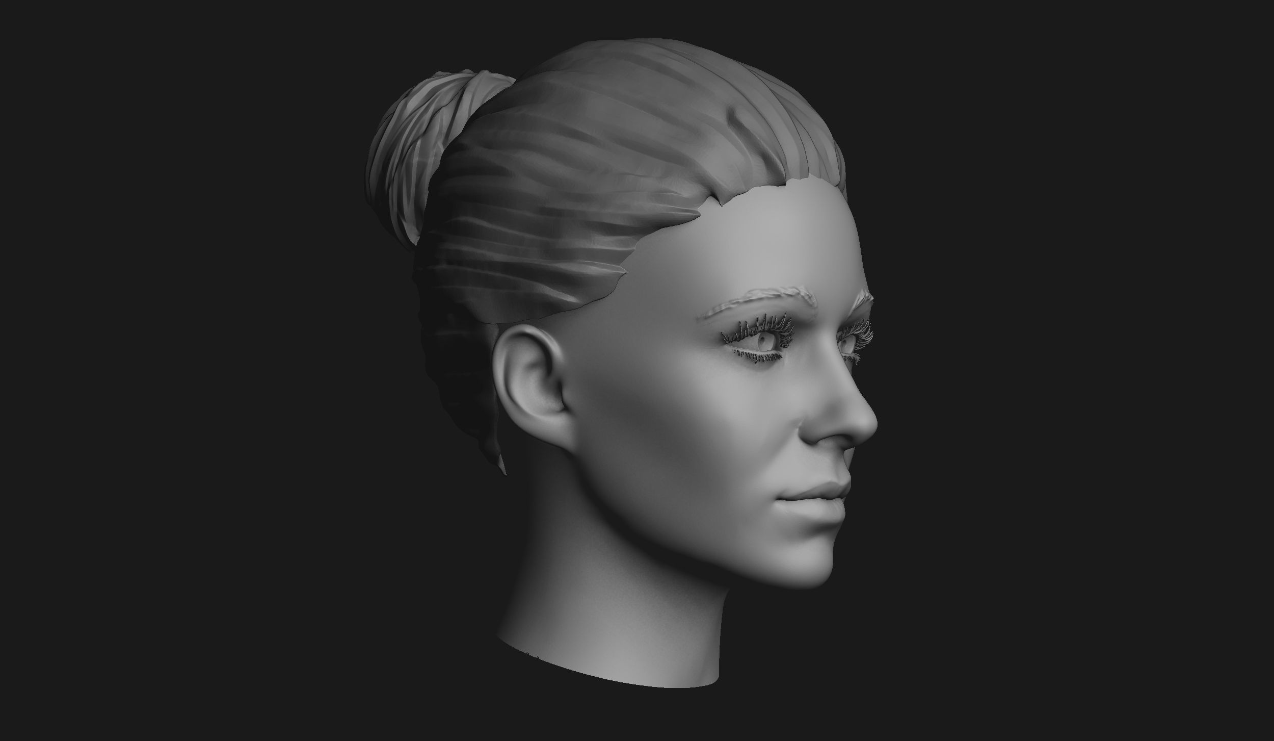 Female Head Sculpt 04 3D model_2