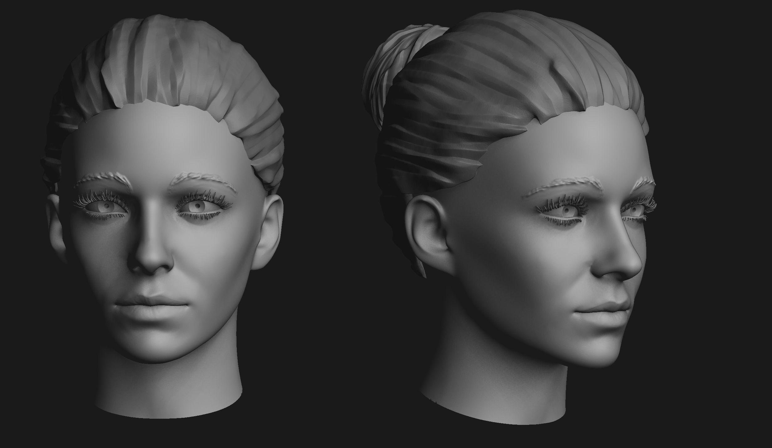 Female Head Sculpt 04 3D model_4