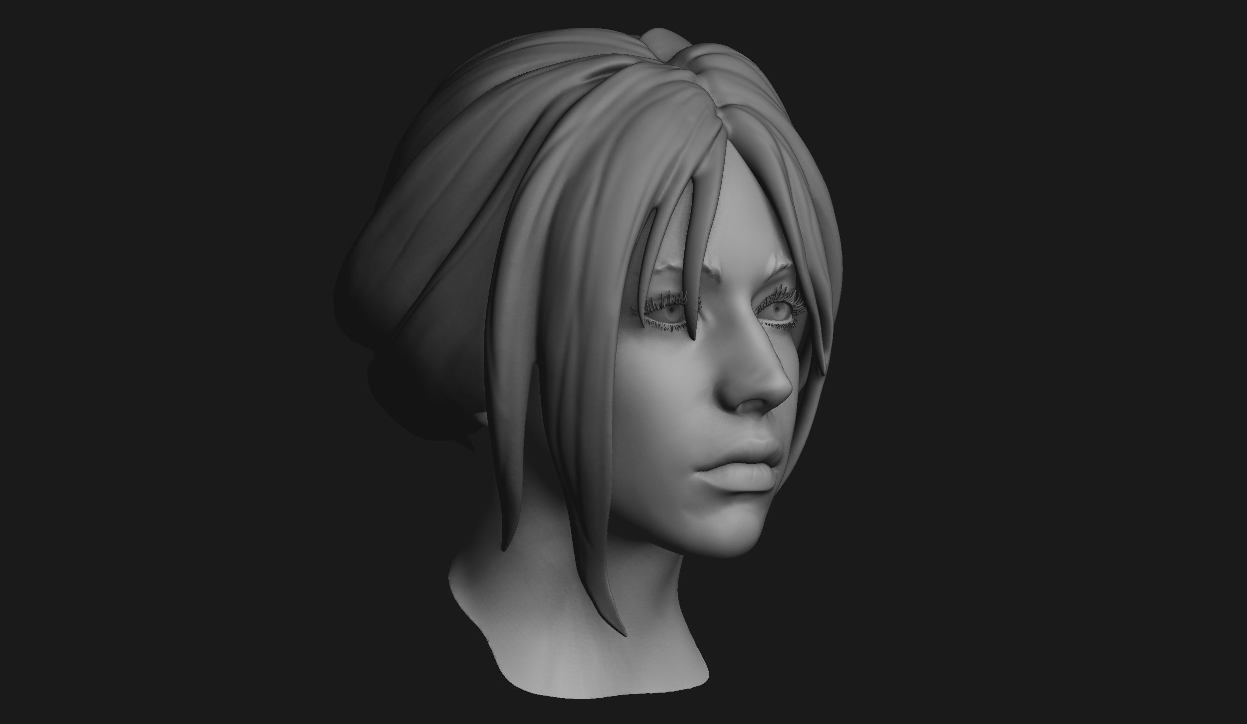 Female Head Sculpt 05 3D model_2