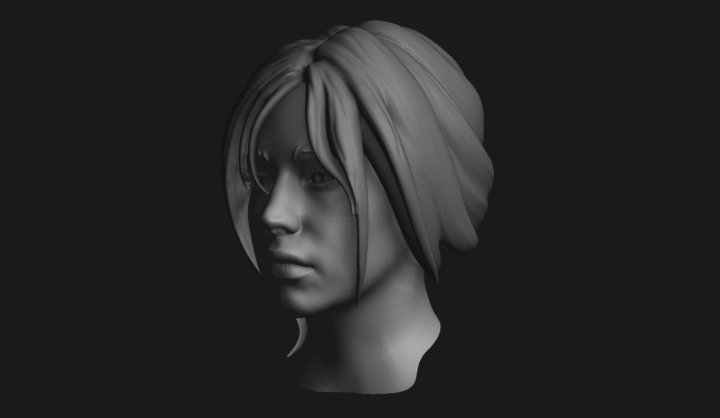 Female Head Sculpt 05 3D model_3
