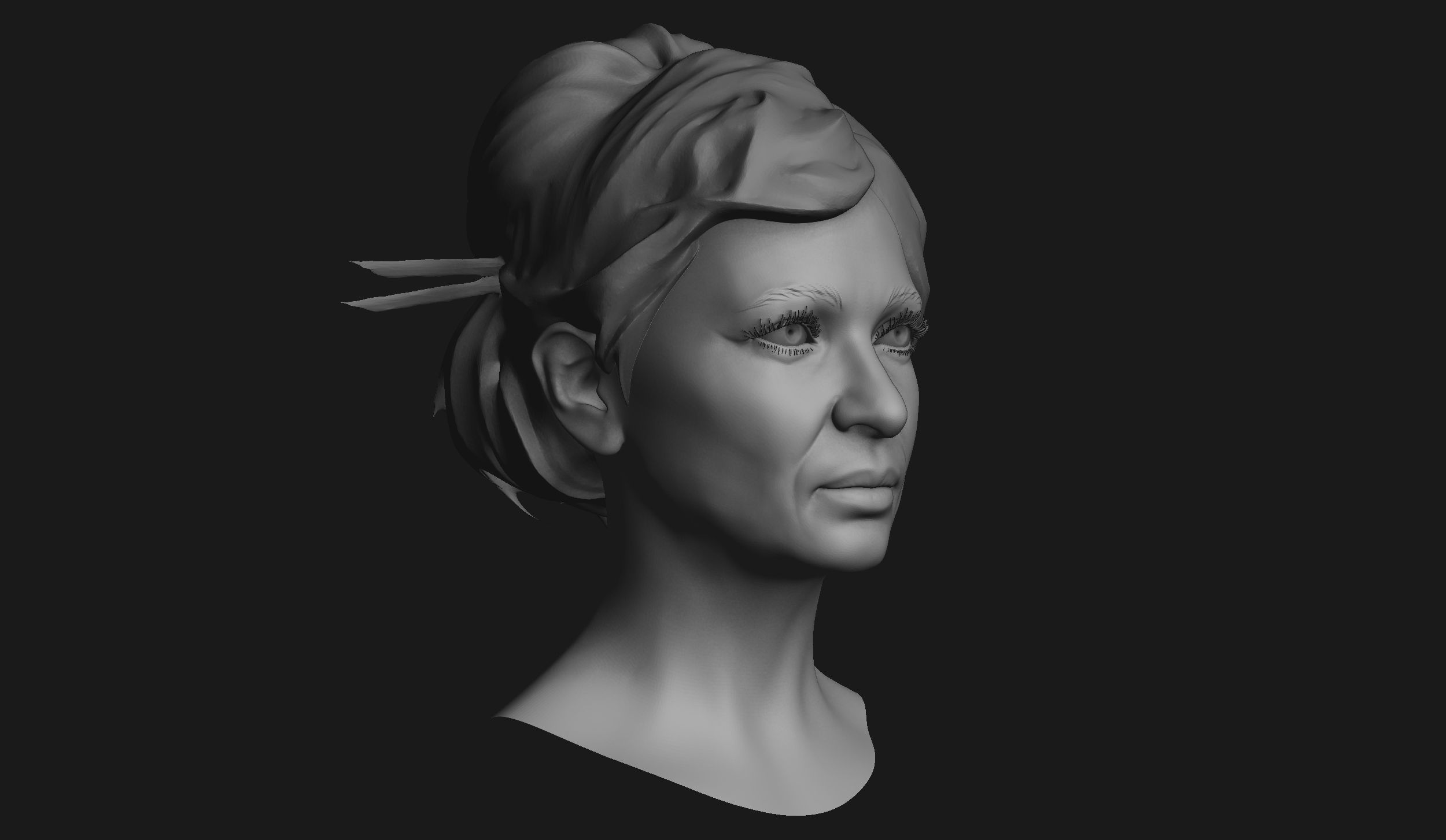 Female Head Sculpt 06 3D model_3