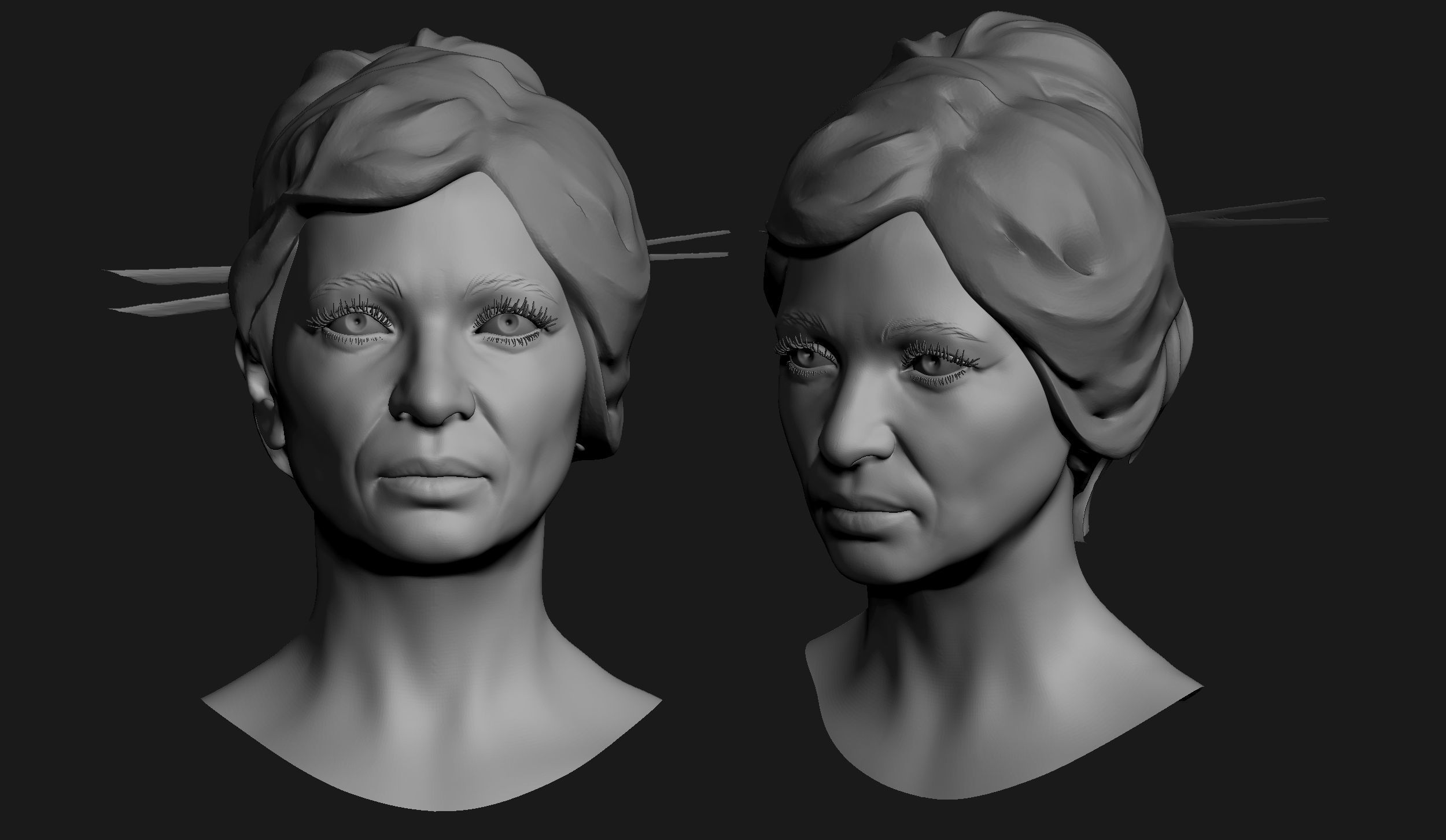 Female Head Sculpt 06 3D model_5