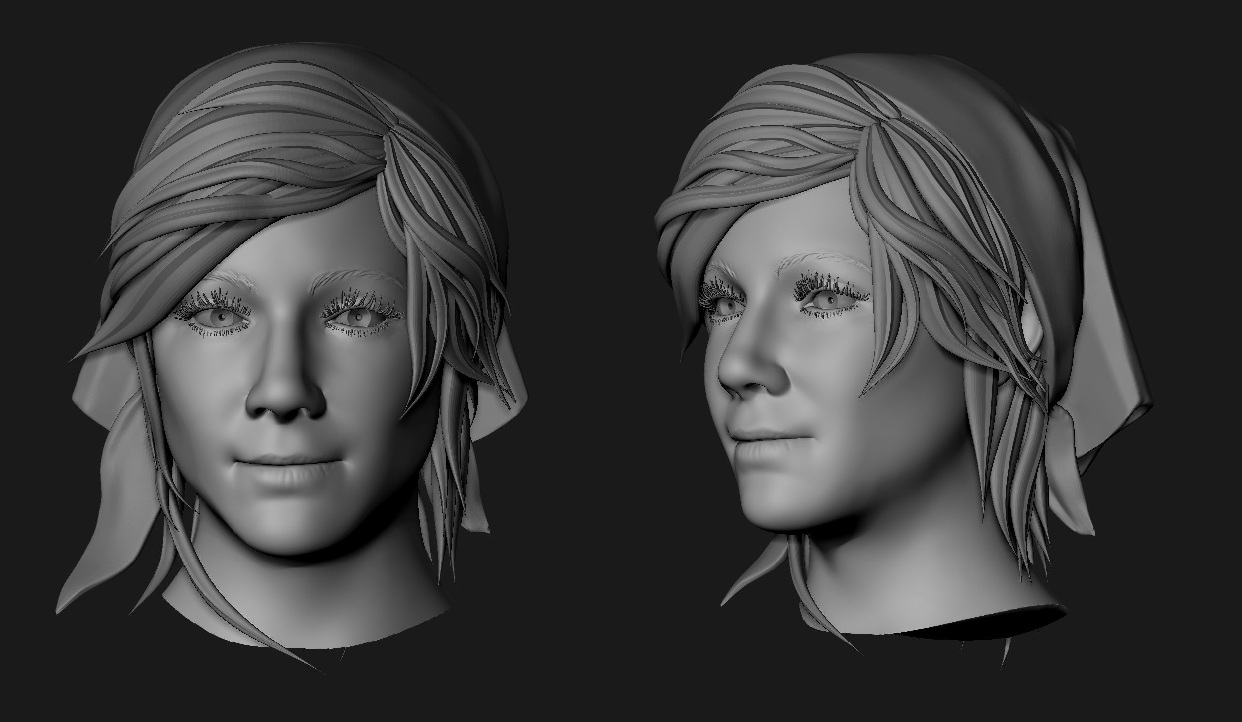 Female Head Sculpt 09 3D model_6