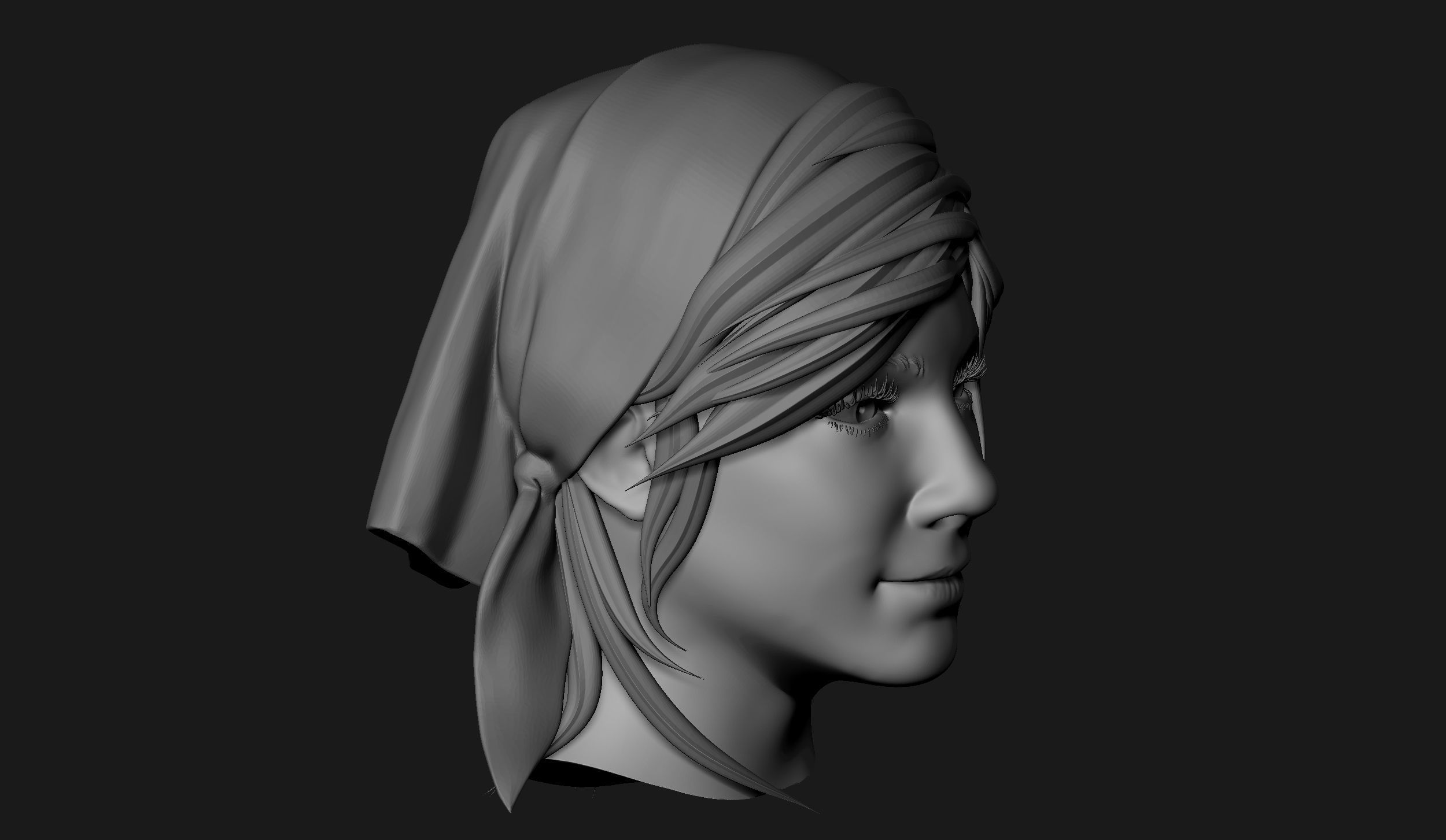 Female Head Sculpt 09 3D model_3