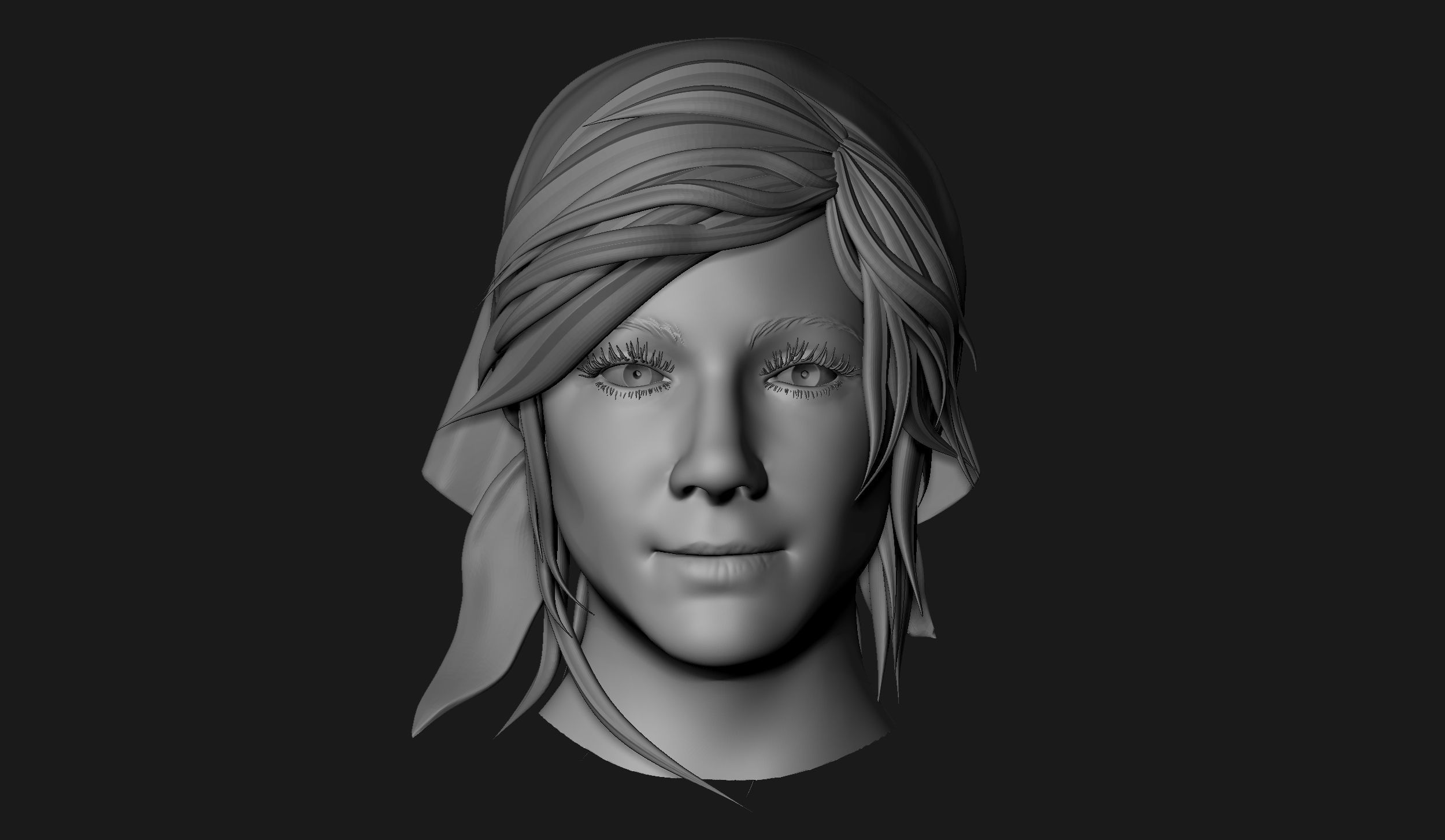 Female Head Sculpt 09 3D model_1