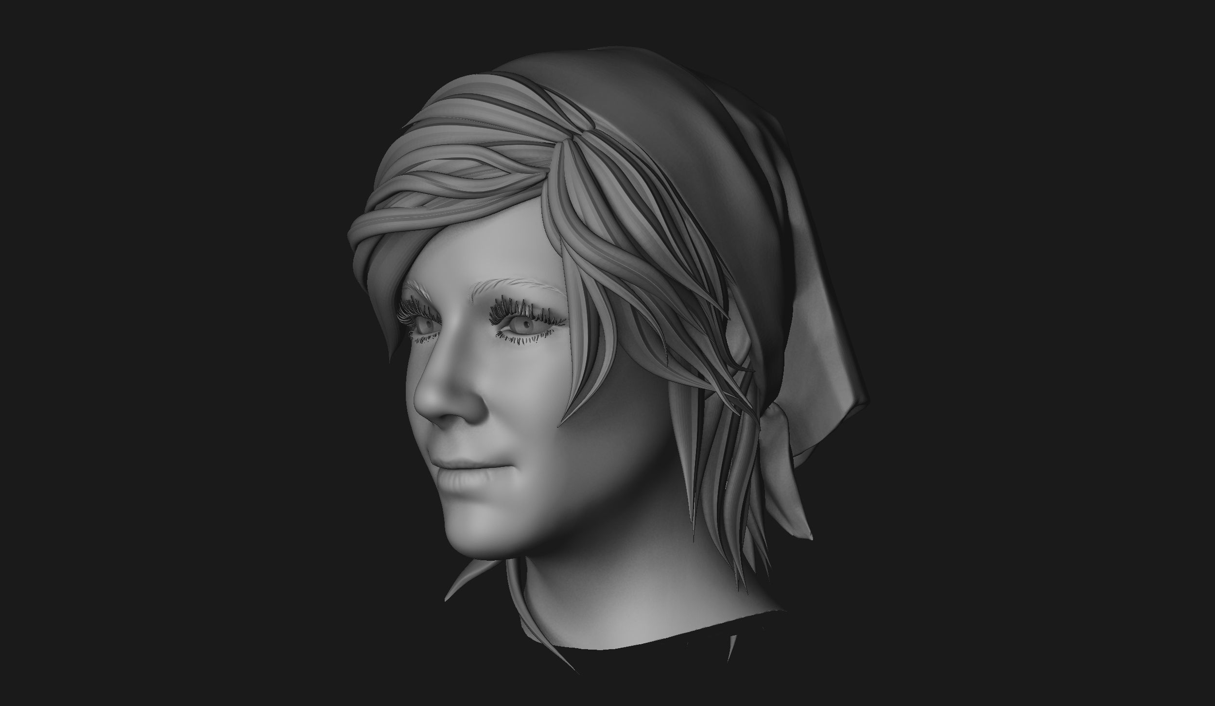 Female Head Sculpt 09 3D model_2