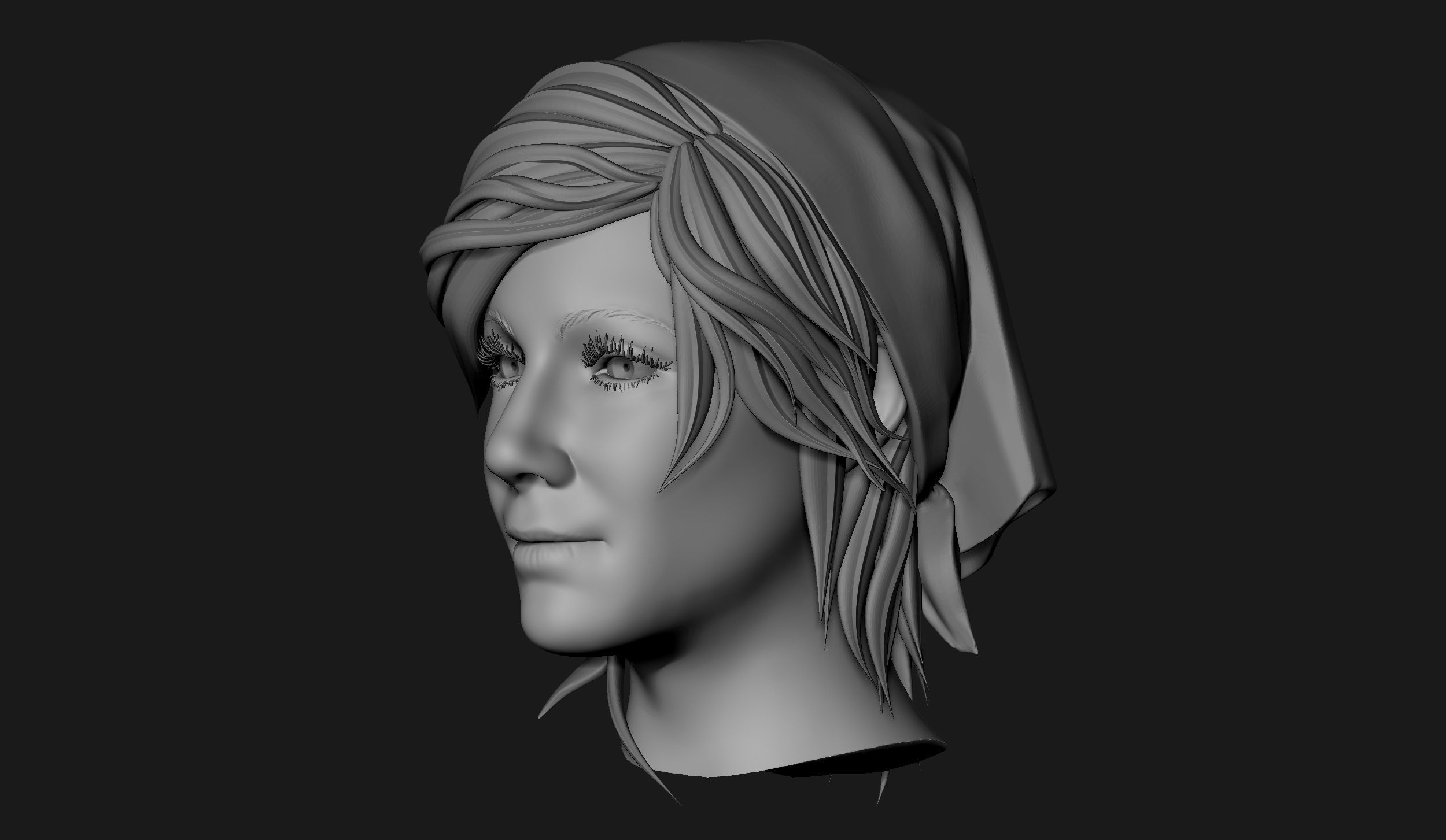 Female Head Sculpt 09 3D model_5