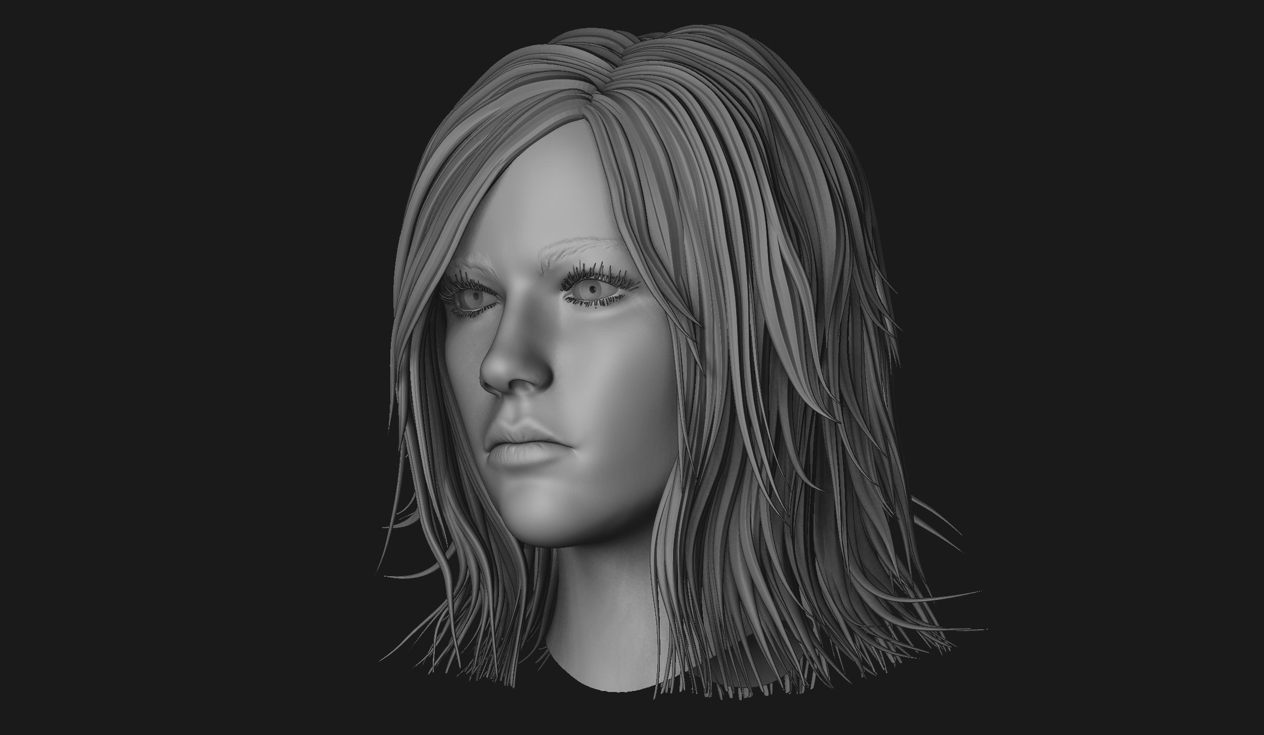 Female Head Sculpt 11 3D model_5