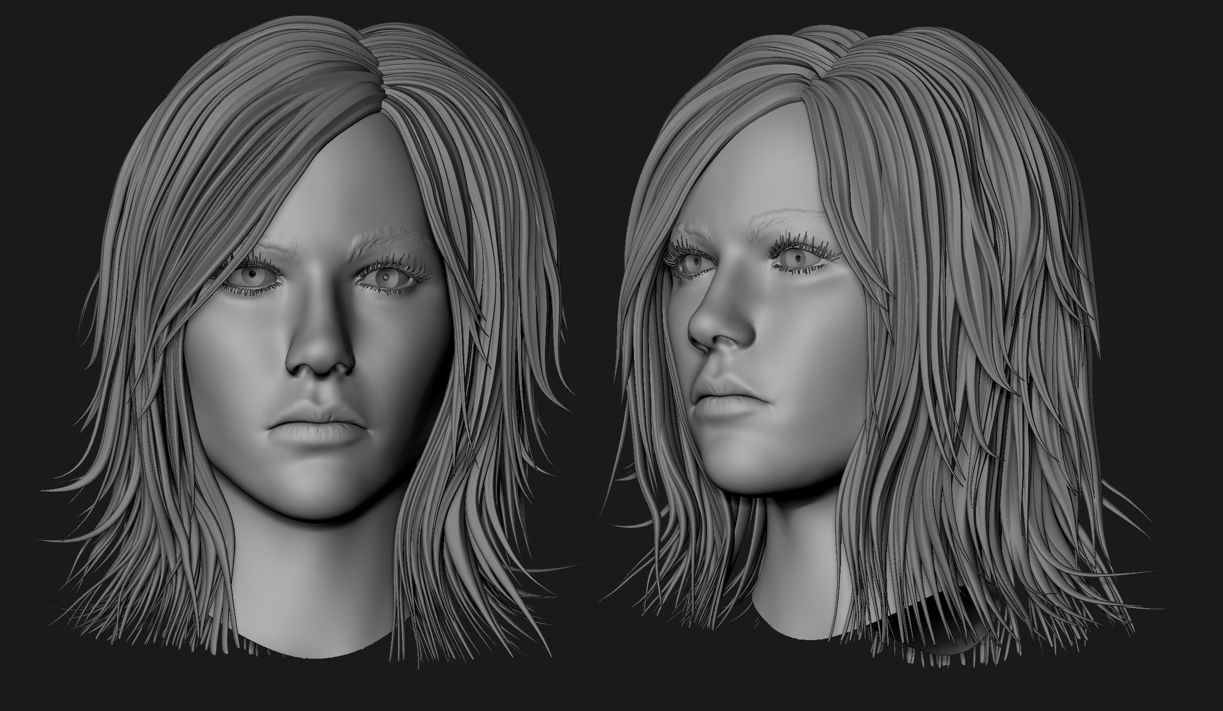 Female Head Sculpt 11 3D model_9