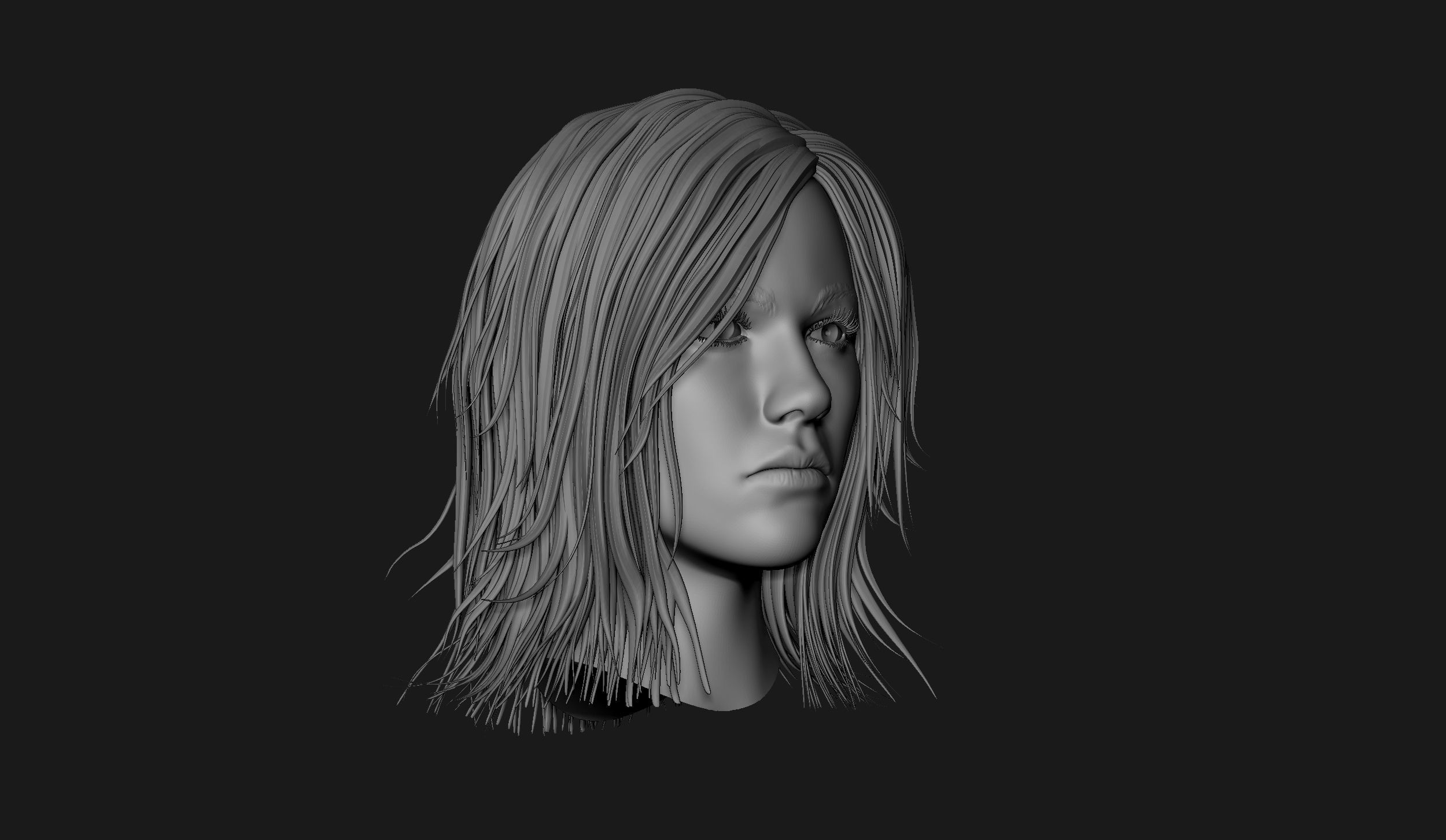 Female Head Sculpt 11 3D model_7