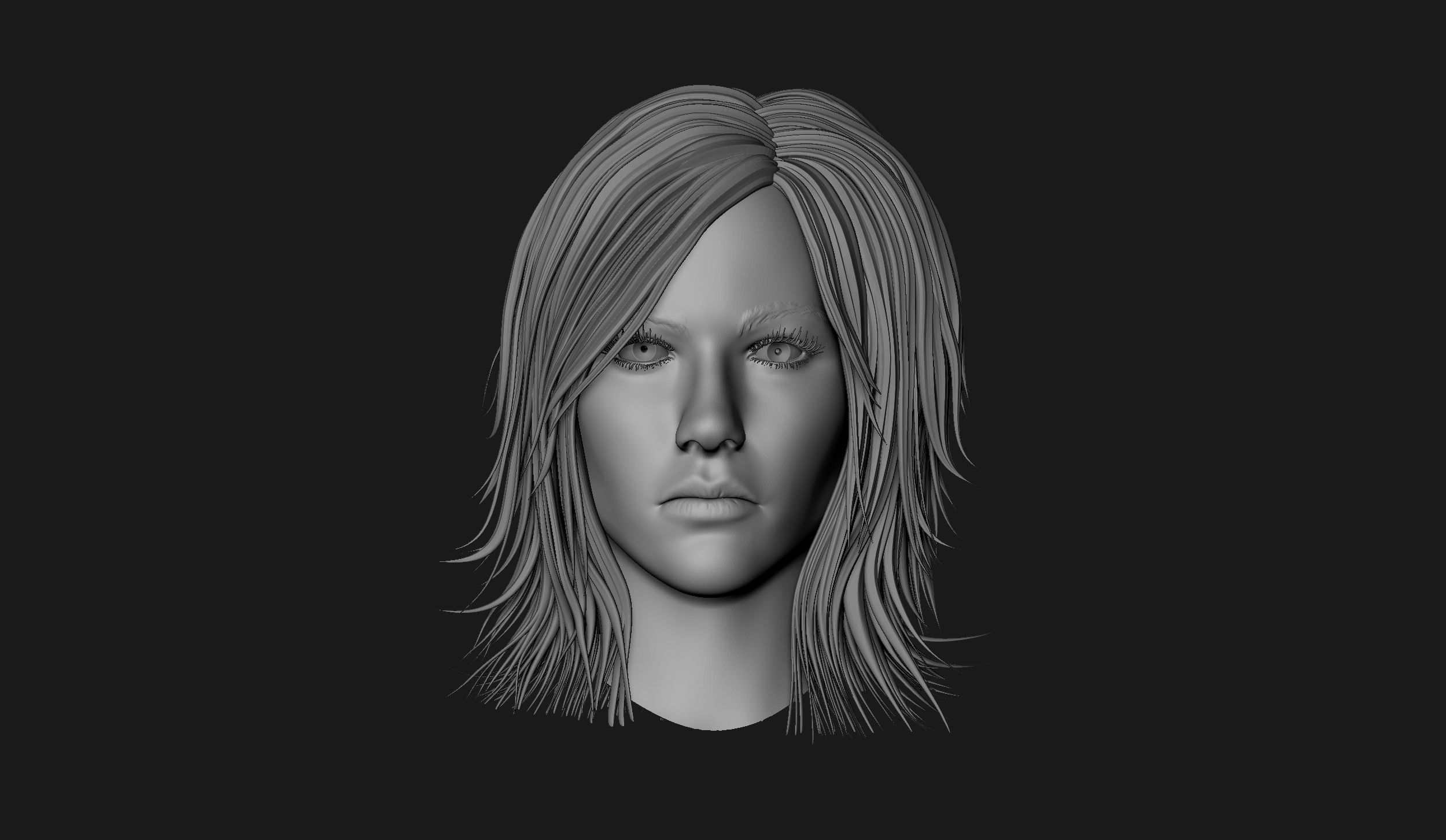 Female Head Sculpt 11 3D model_2