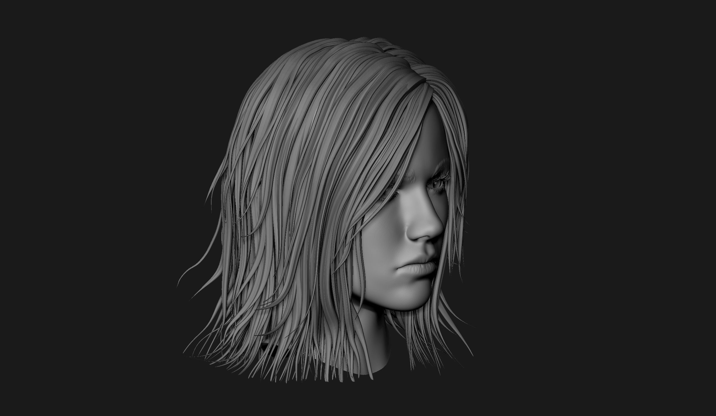 Female Head Sculpt 11 3D model_3