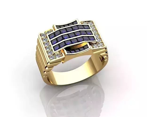 Mens Sapphire and Diamond Ring