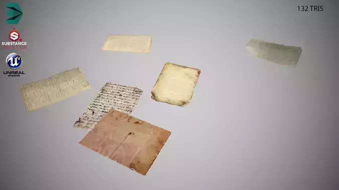 Low Poly Papers On The Ground PBR