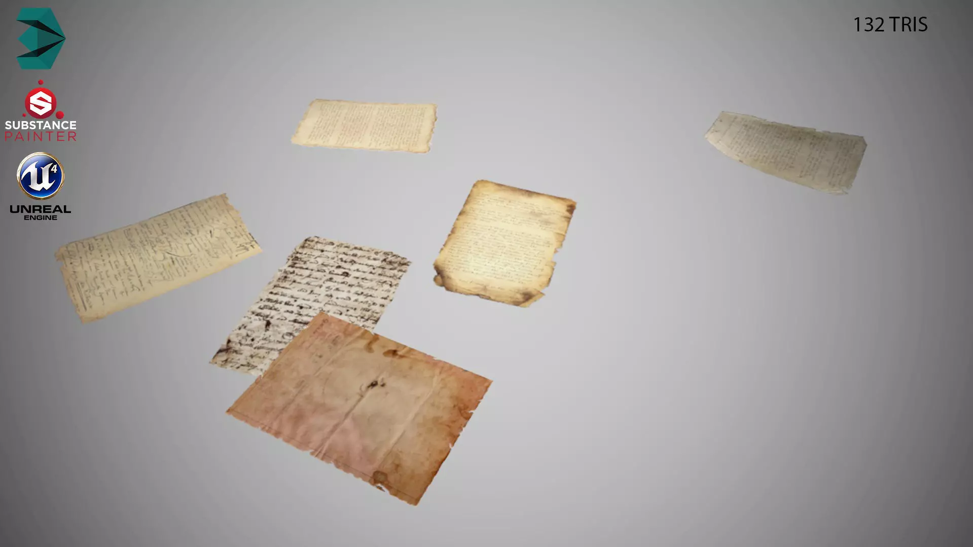 Low Poly Papers On The Ground PBR Low-poly 3D model_0