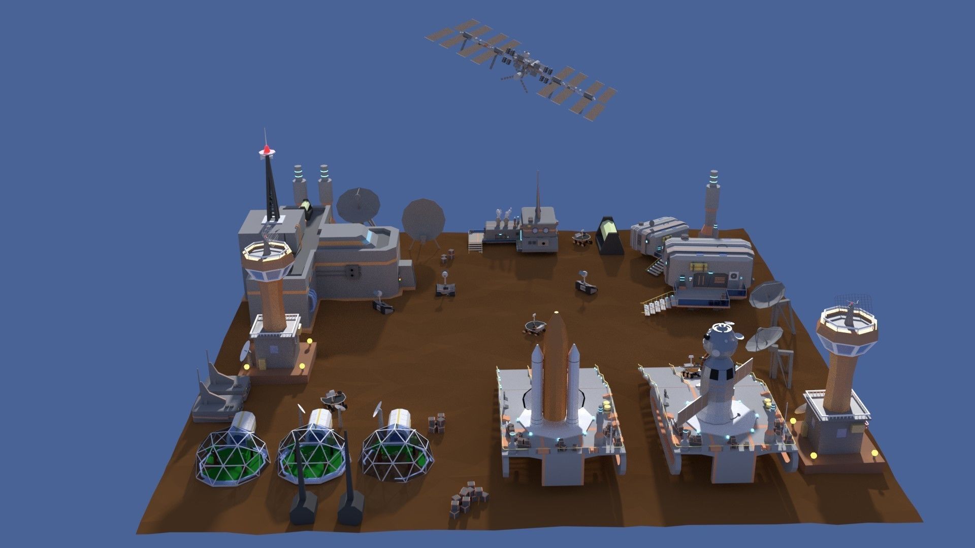 Low Poly Cartoony Space Colony Pack Low-poly 3D model_2