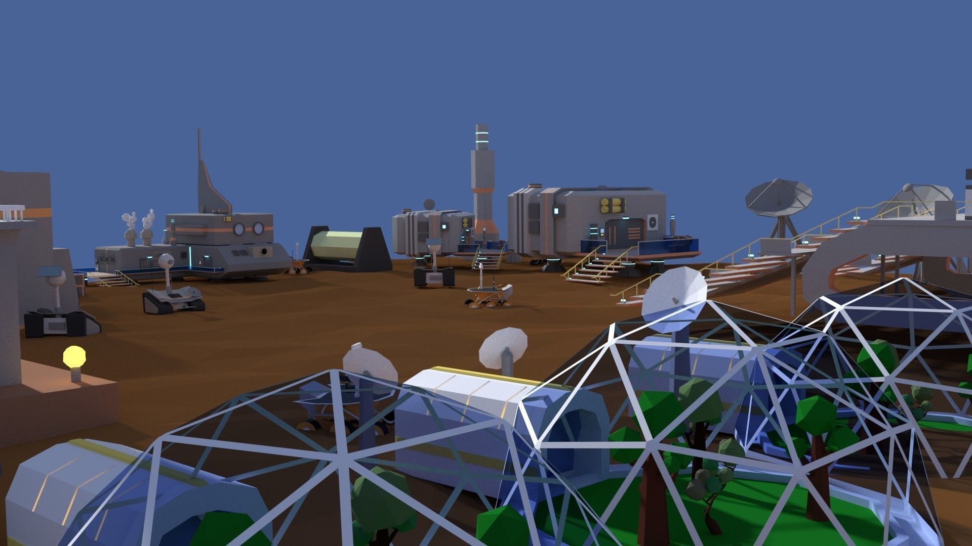 Low Poly Cartoony Space Colony Pack Low-poly 3D model_6