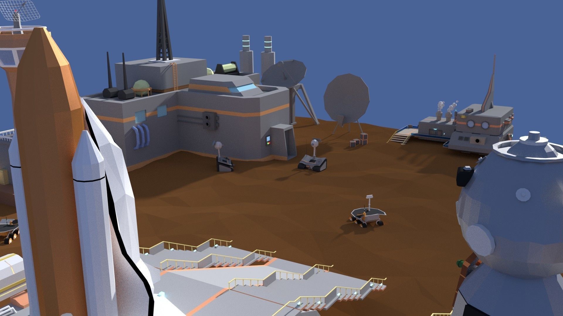 Low Poly Cartoony Space Colony Pack Low-poly 3D model_5