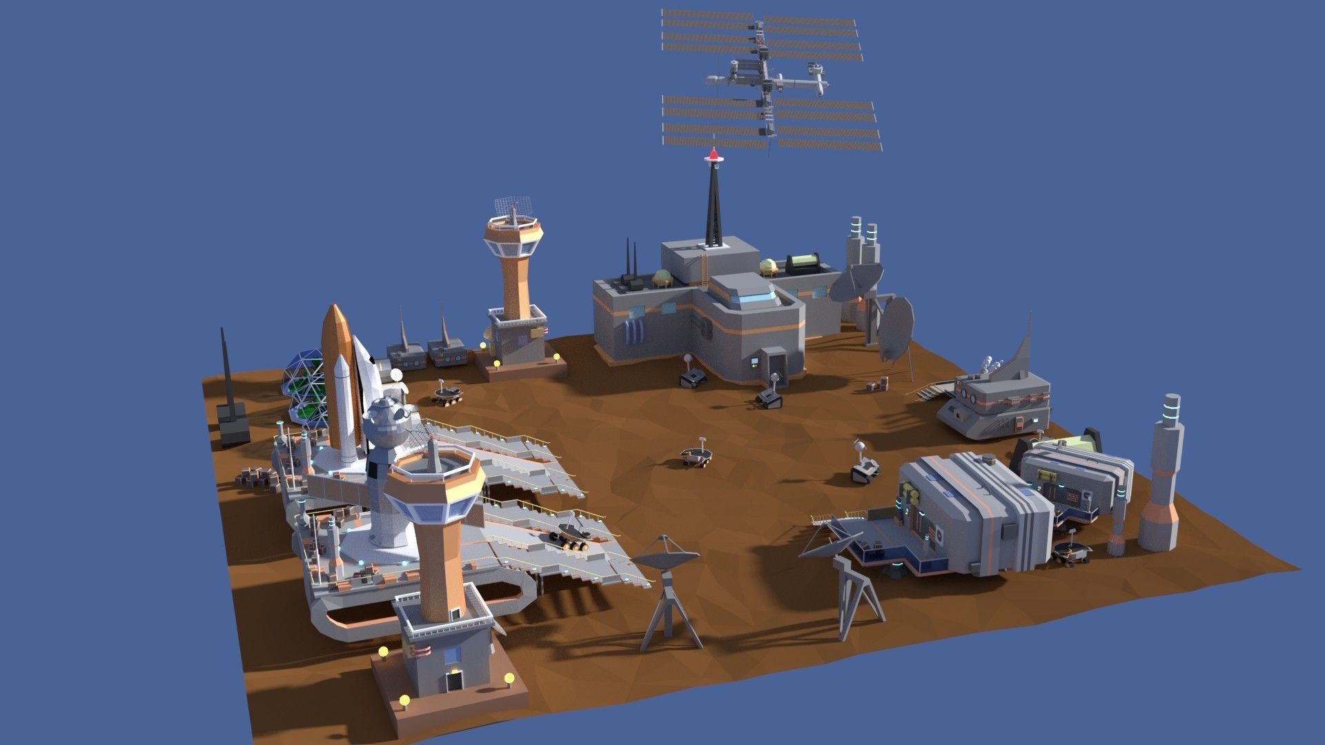 Low Poly Cartoony Space Colony Pack Low-poly 3D model_3