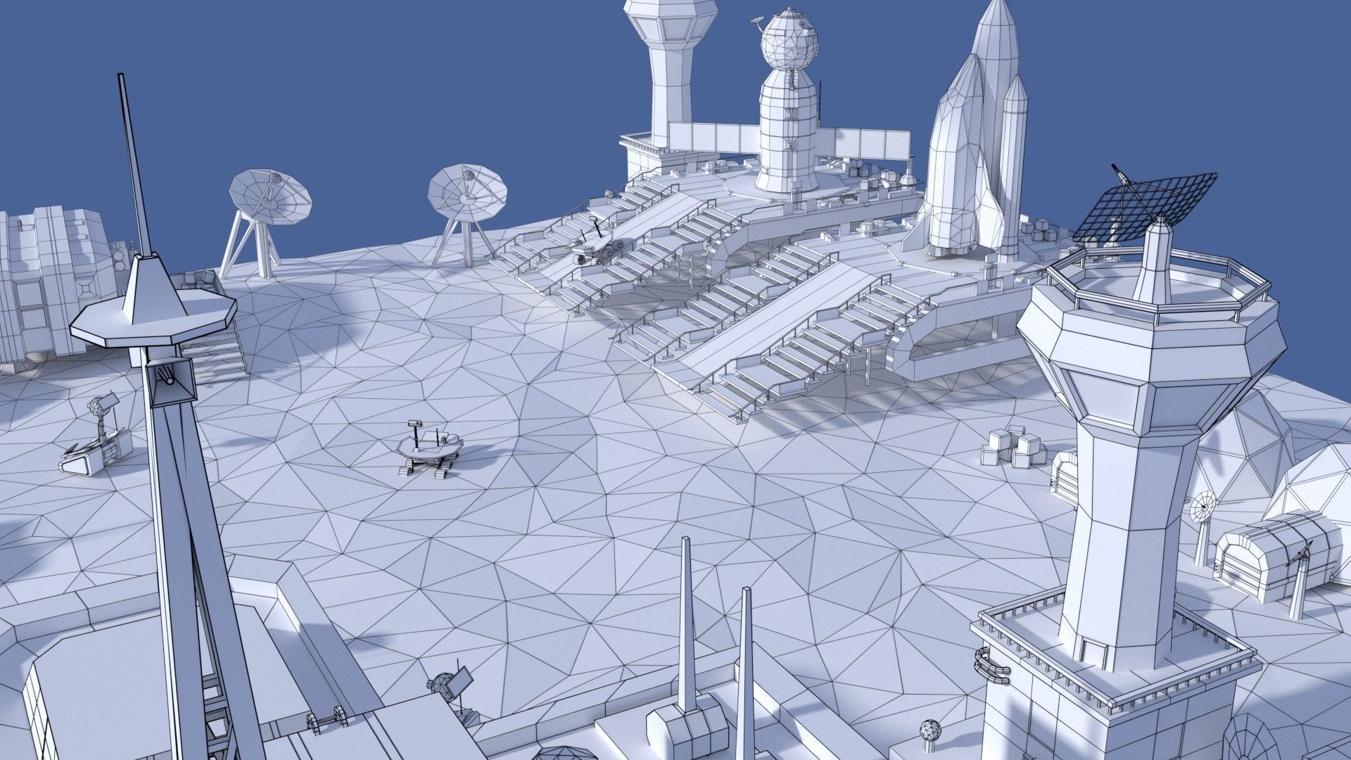 Low Poly Cartoony Space Colony Pack Low-poly 3D model_11