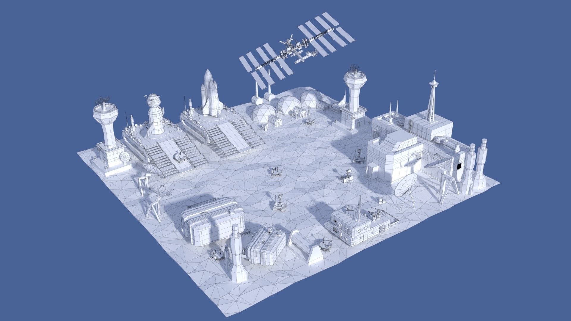 Low Poly Cartoony Space Colony Pack Low-poly 3D model_9