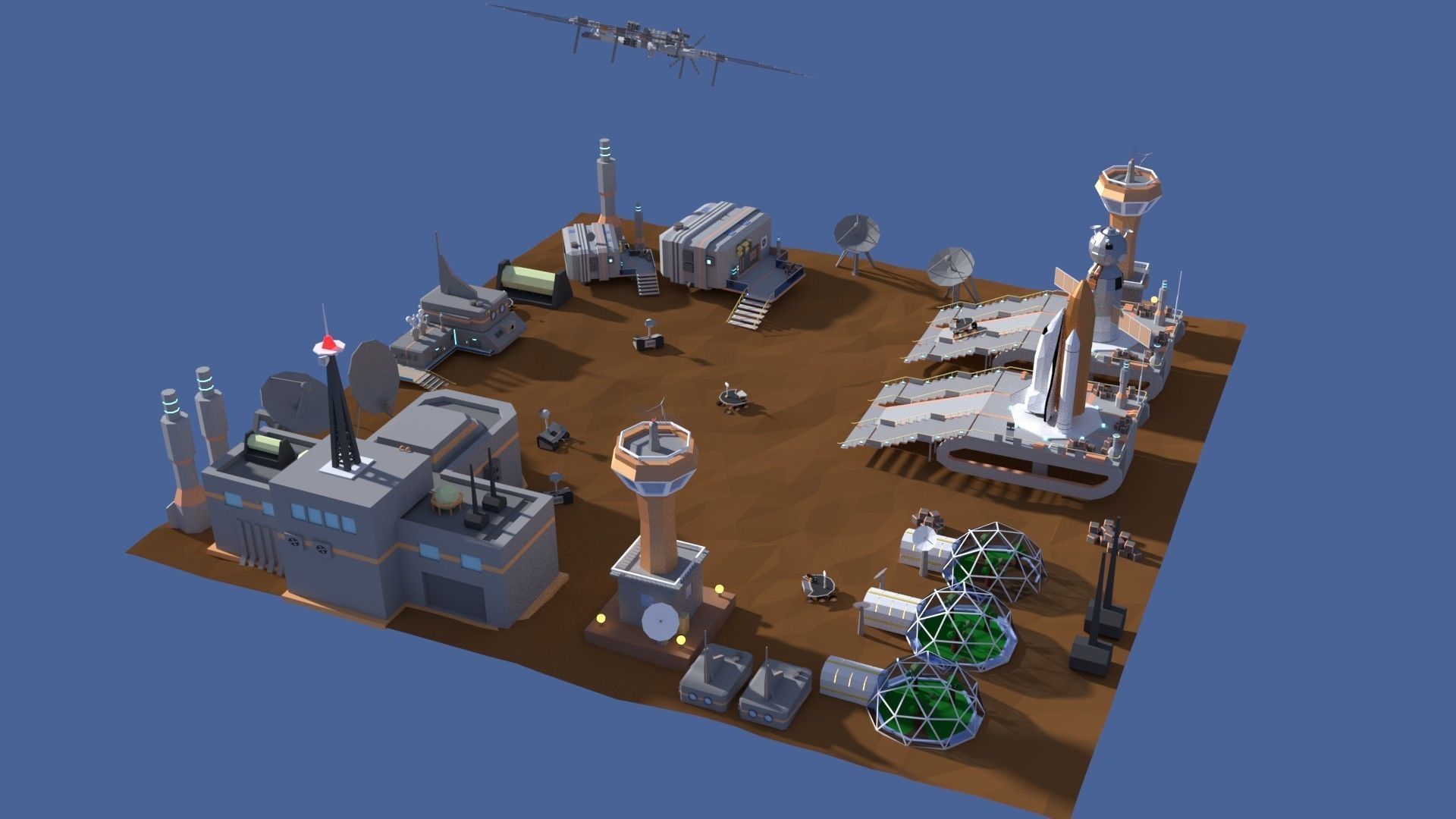 Low Poly Cartoony Space Colony Pack Low-poly 3D model_1