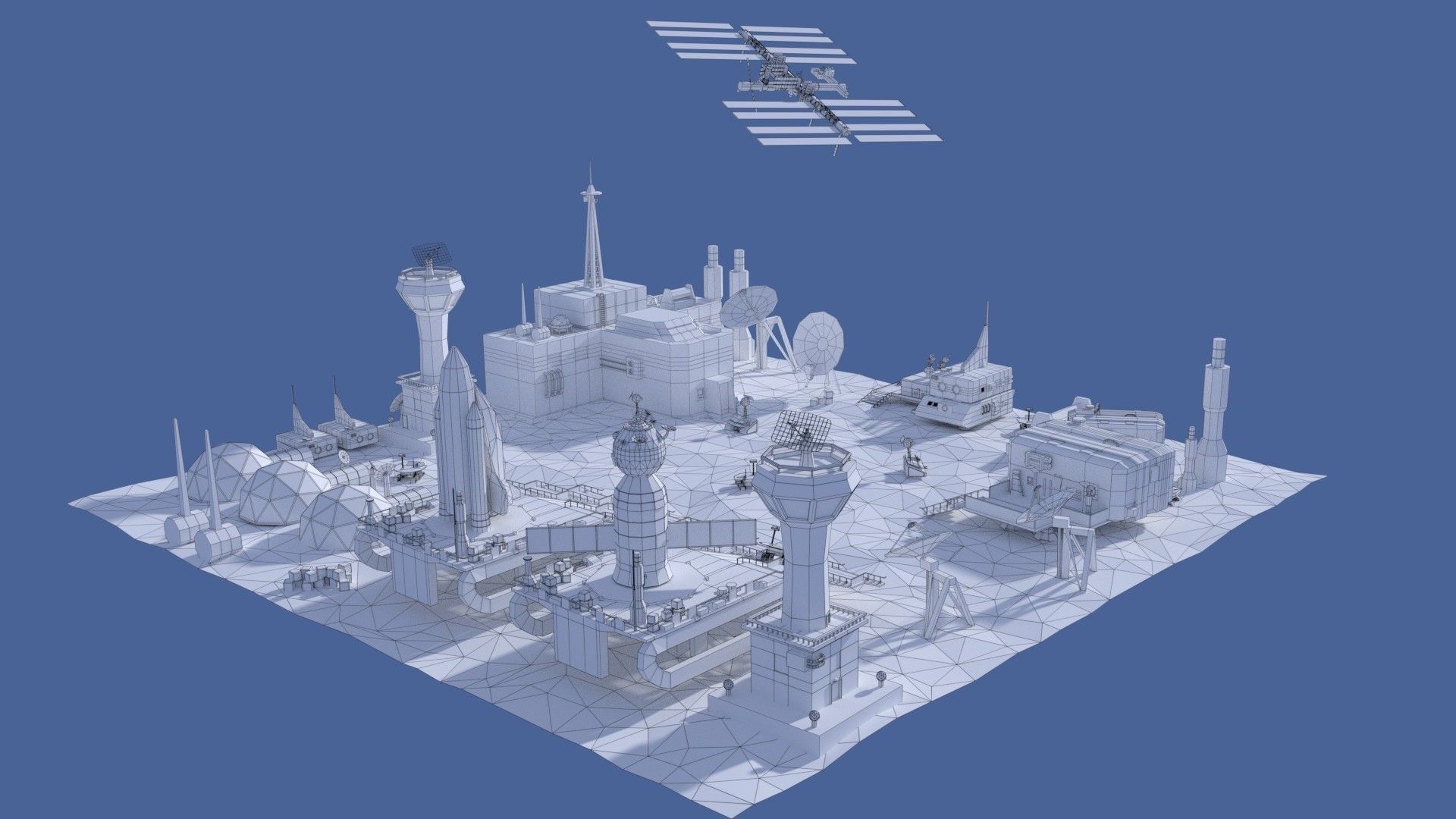 Low Poly Cartoony Space Colony Pack Low-poly 3D model_10