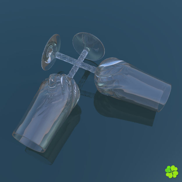Carved glass of champagne low poly Low-poly 3D model_12