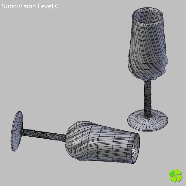 Carved glass of champagne low poly Low-poly 3D model_14