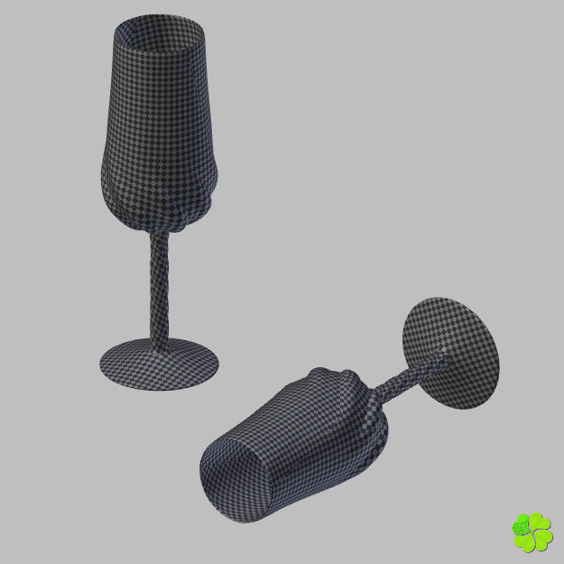 Carved glass of champagne low poly Low-poly 3D model_25