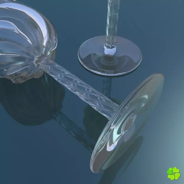 Carved glass of champagne low poly Low-poly 3D model_0