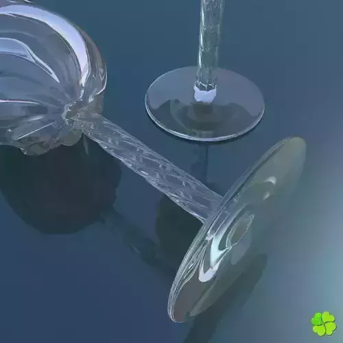 Carved glass of champagne low poly Low-poly 3D model