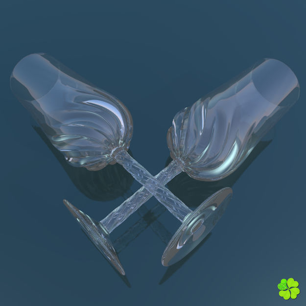 Carved glass of champagne low poly Low-poly 3D model_3